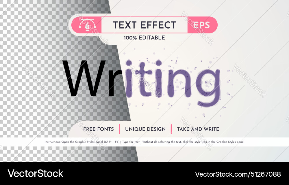 Writing text effect graphic style Writing text effect graphic style vector image