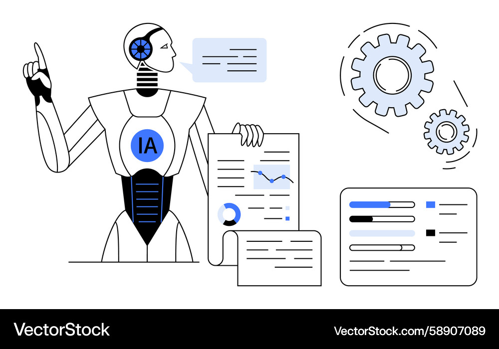 AI Data Analysis Robot Vector Image