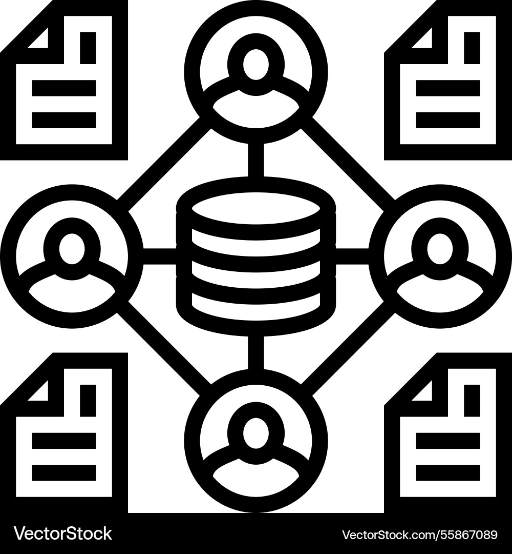 Distributed ledger decentralized application line Vector Image