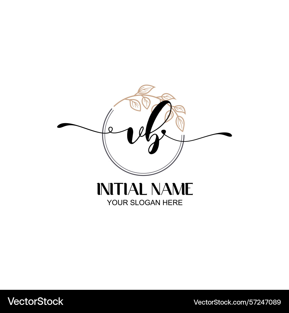 Elegant vb initial logo design with botanical Vector Image