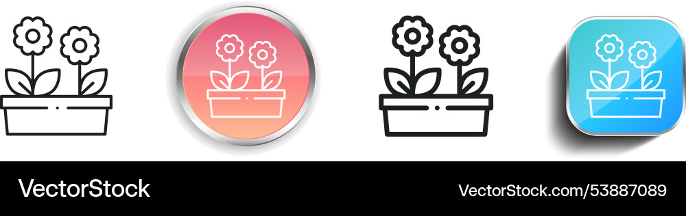 Flowers icon thin linear regular and button style Vector Image