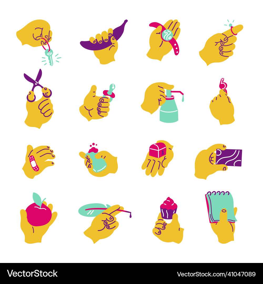 Hands mit Objekten minimalistisch Hands mit Objekten minimalistisch vektorbild