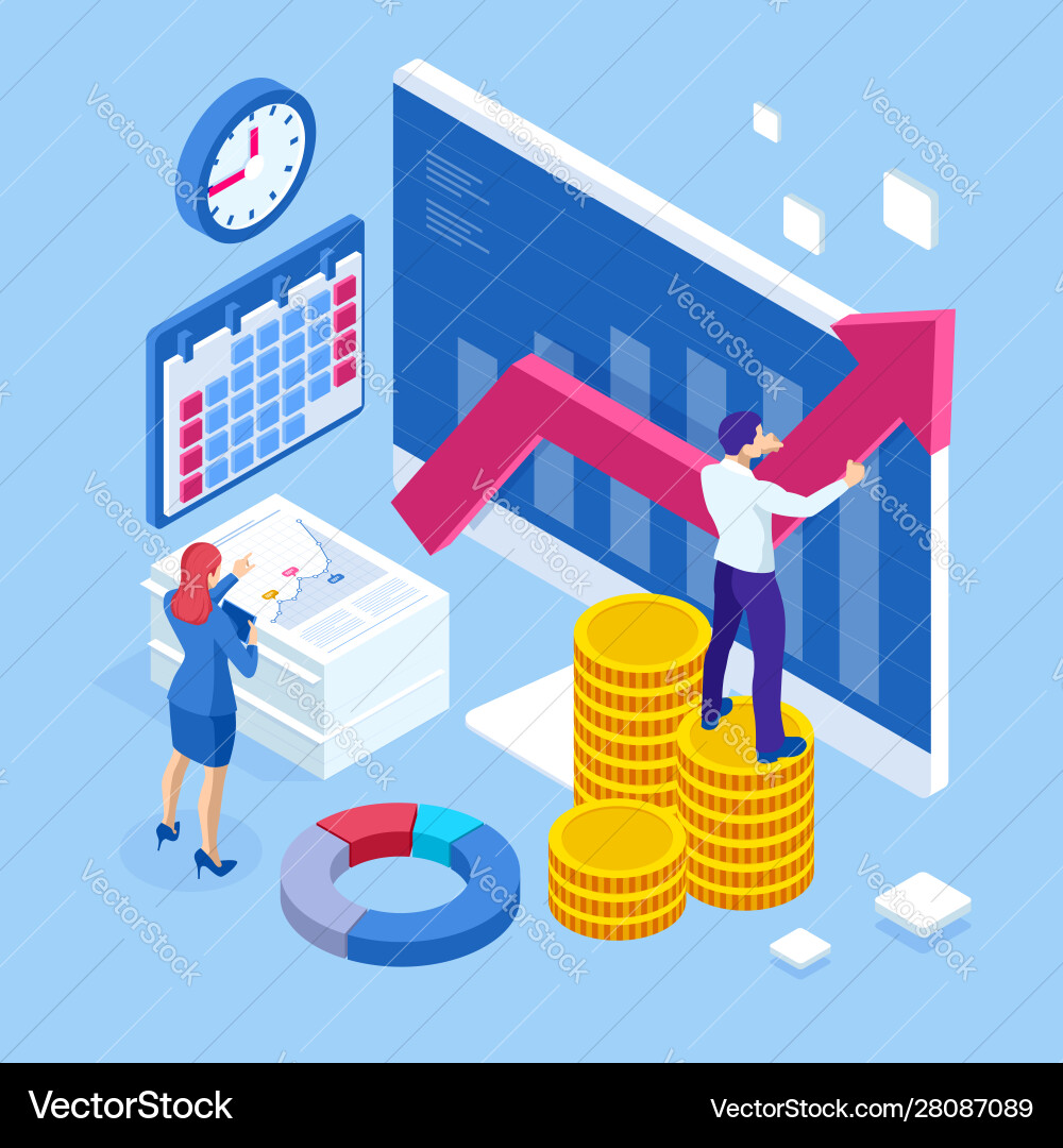 Isometric business to marketing b2b Isometric business to marketing b2b vector image