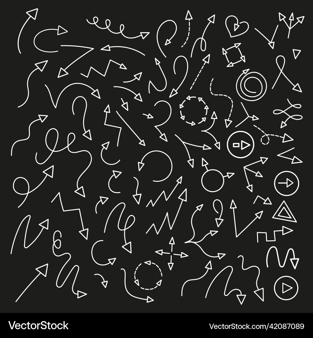 Large set of linear arrows pointers and icons Large set of linear arrows pointers and icons vector image