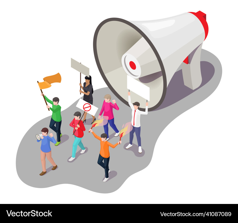 Megaphone activists social activity scene vector image