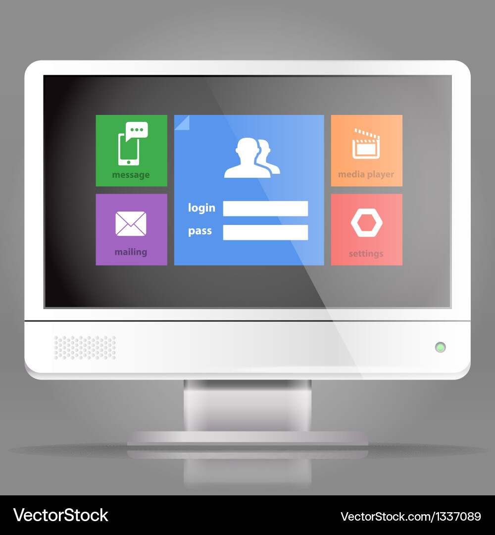 Modern lcd monitor with tile interface Vector Image