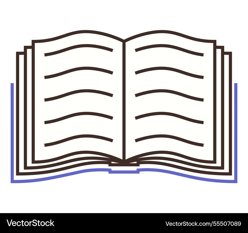 Open book with visible text lines and decorative Open book with visible text lines and decorative vector image
