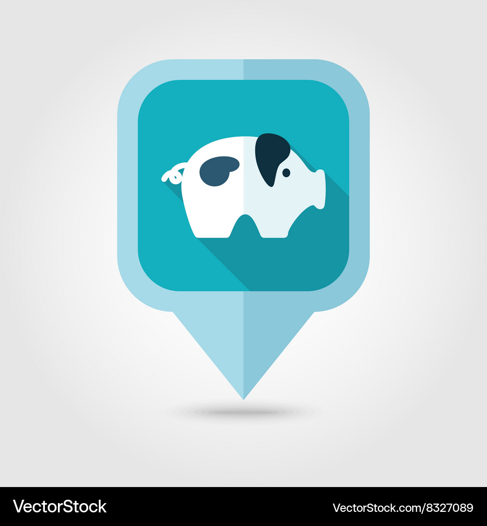 Pig flat pin map icon pointer Vector Image