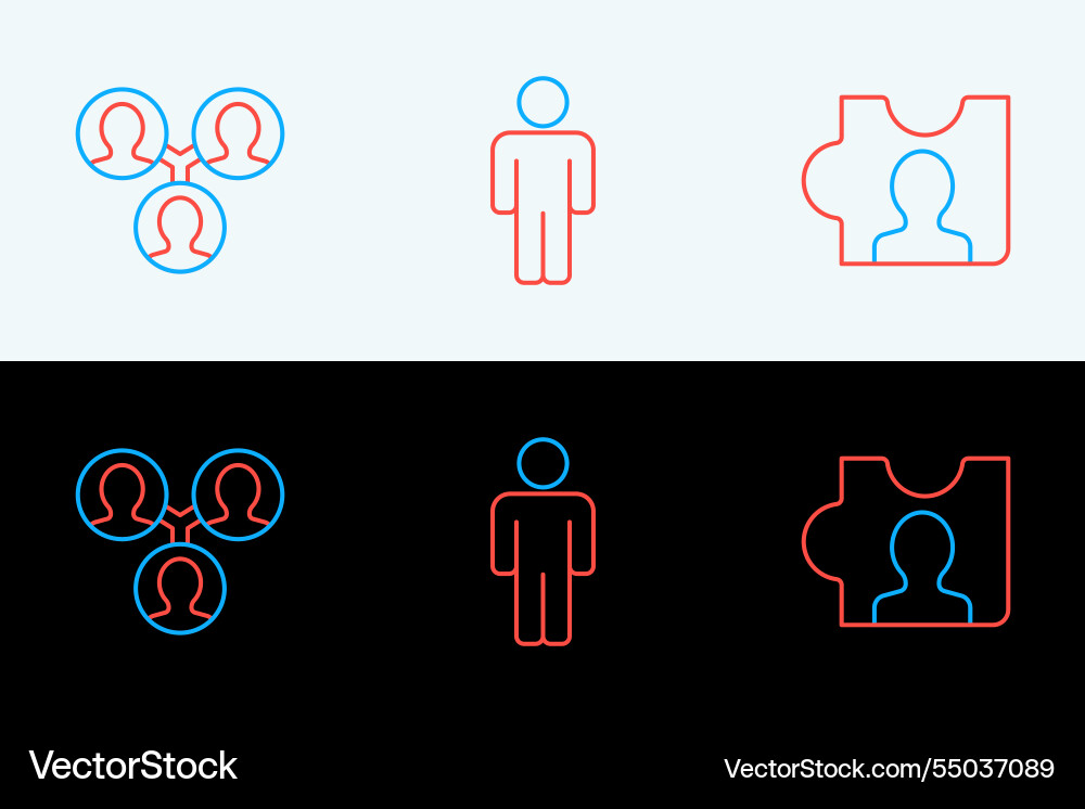Set line head hunting project team base and user Set line head hunting project team base and user vector image