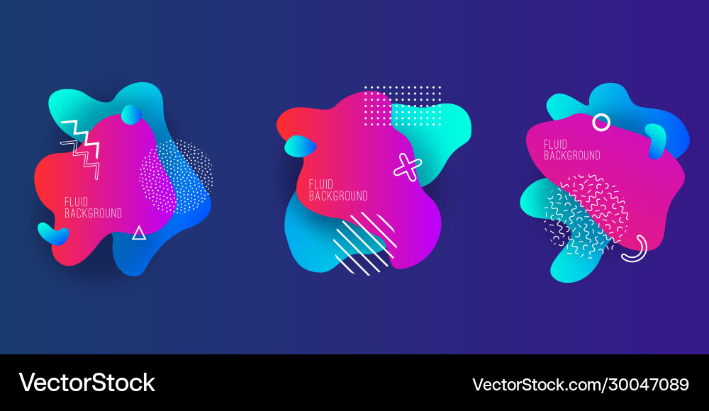 Set with geometric modern 3d fluid shapes Set with geometric modern 3d fluid shapes Vector Image