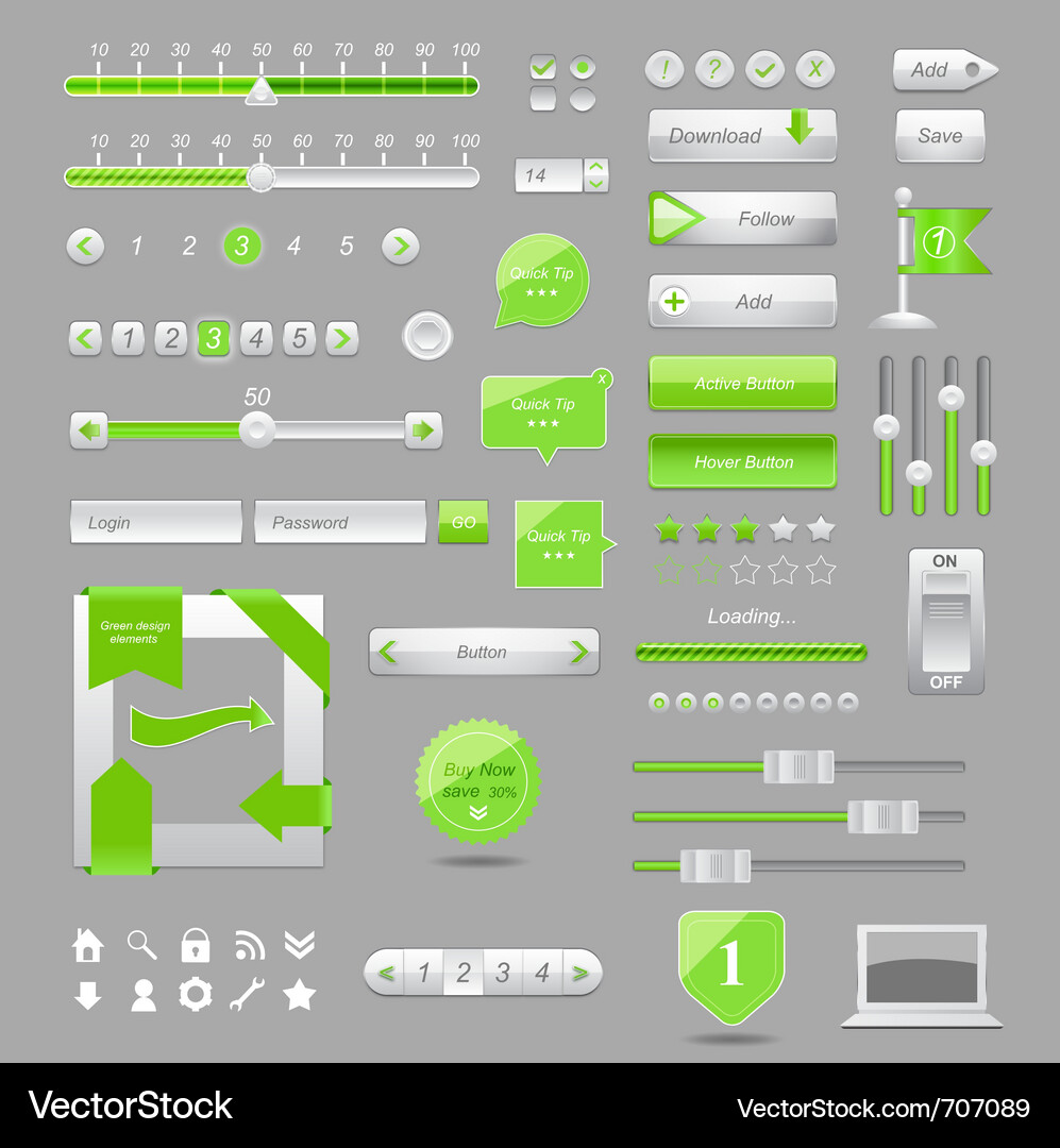 Website UI Elements Vector Image