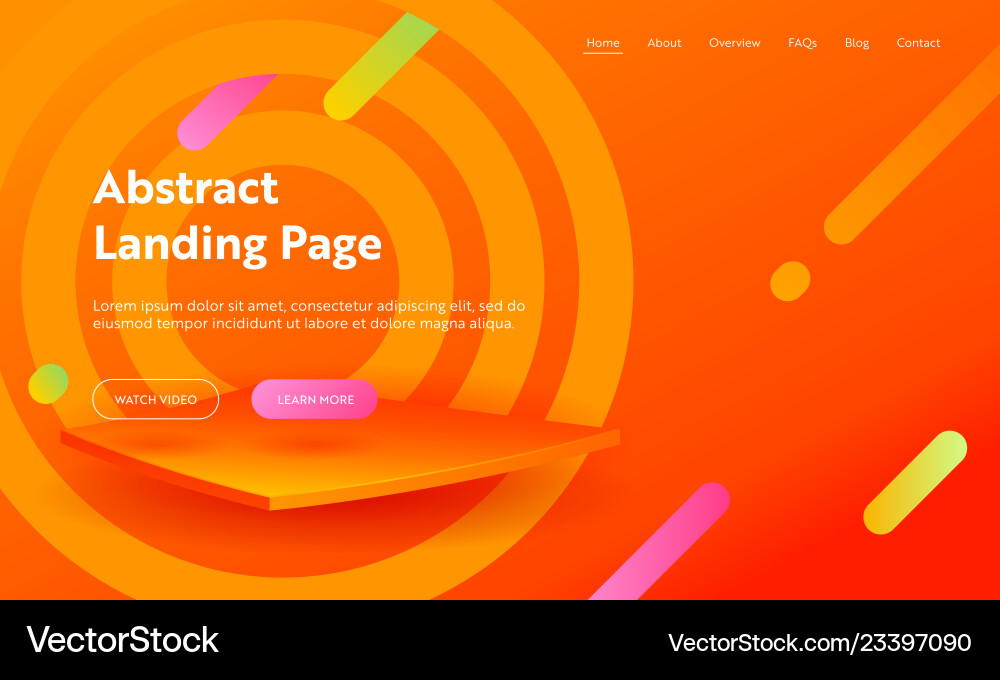 Abstract background landing page template website vector image