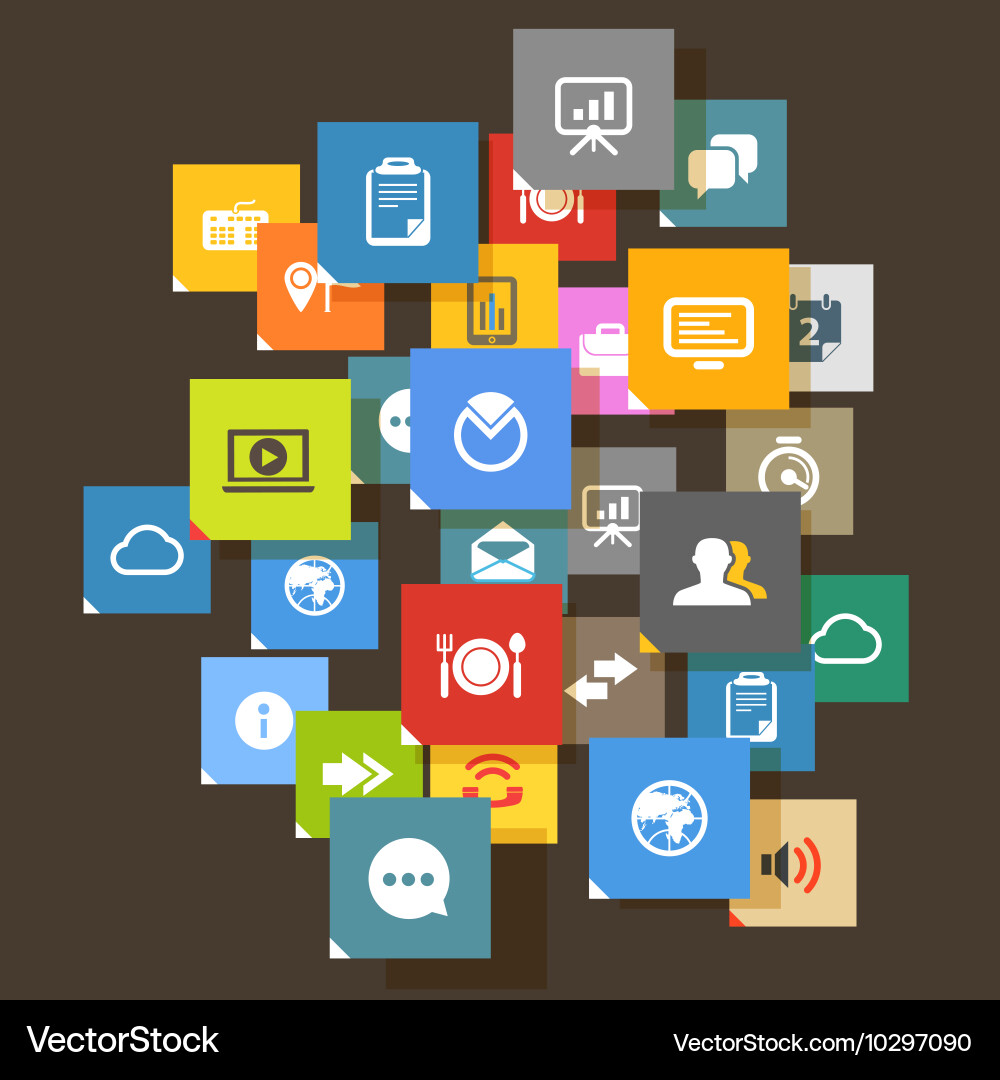 Web color tile interface template with modern vector image