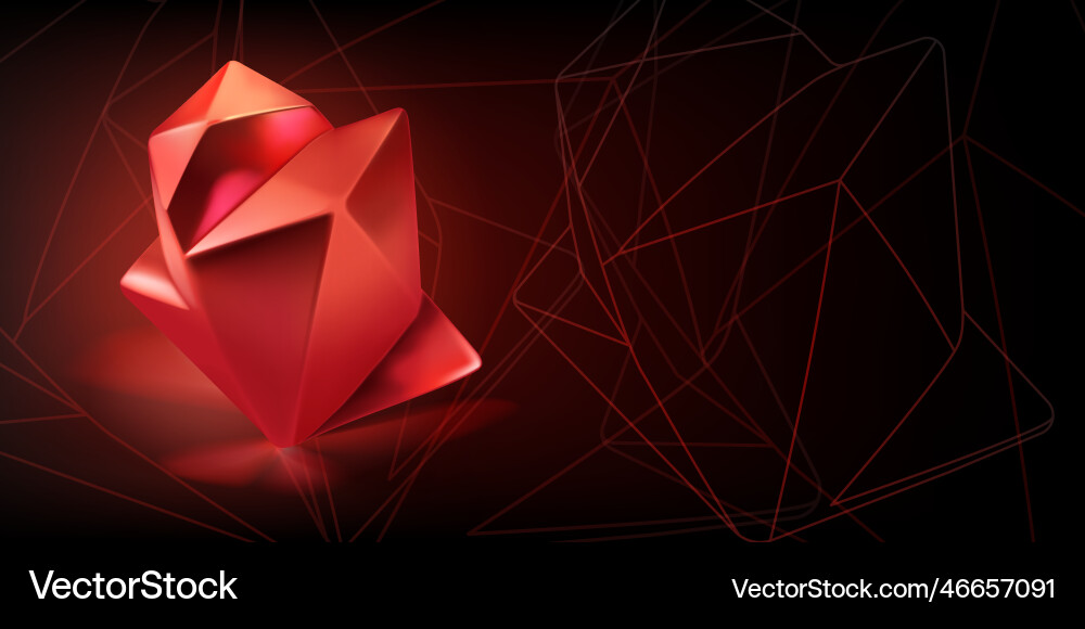 Abstract background with low poly 3d shape vector image