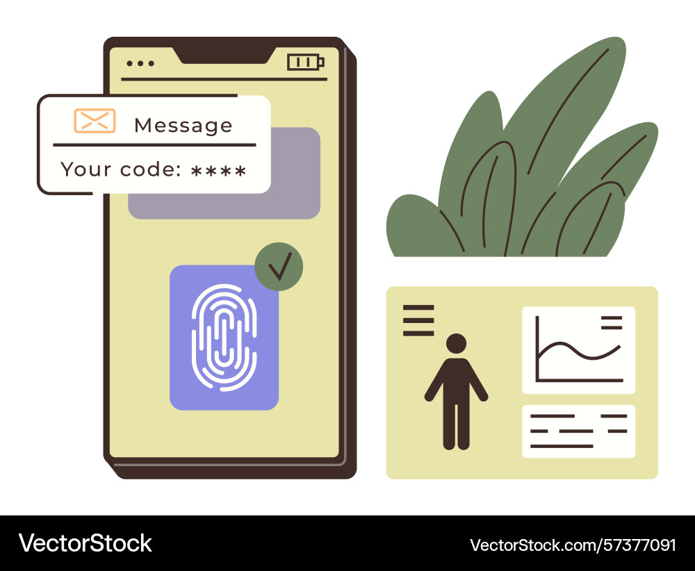 Biometric security authentication with code Biometric security authentication with code Vector Image