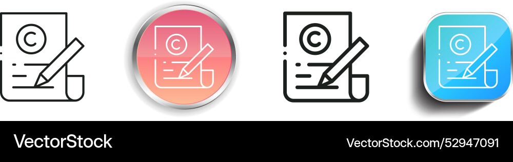 Copywriting icon thin linear regular and button Vector Image