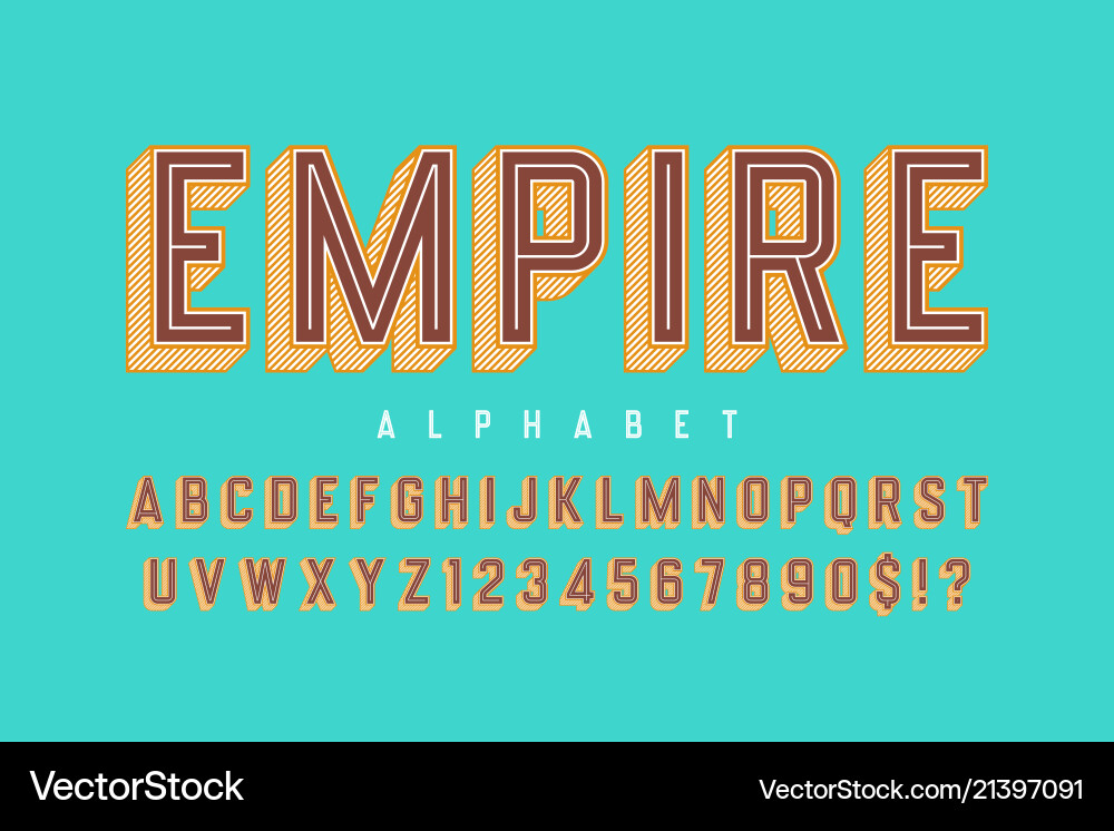 Empire 3D Display Font - Retro Style vector image