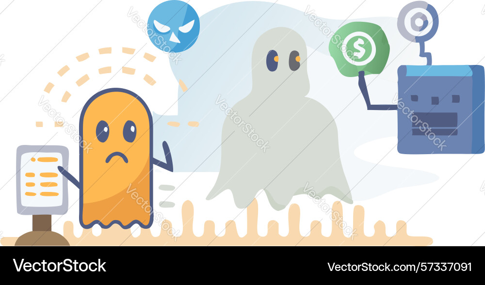 Sad ai robot icon digital ghost with data vector image