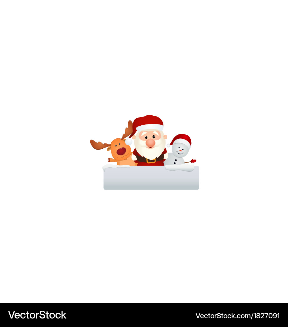 Santa with Reindeer and Snowman Vector Image