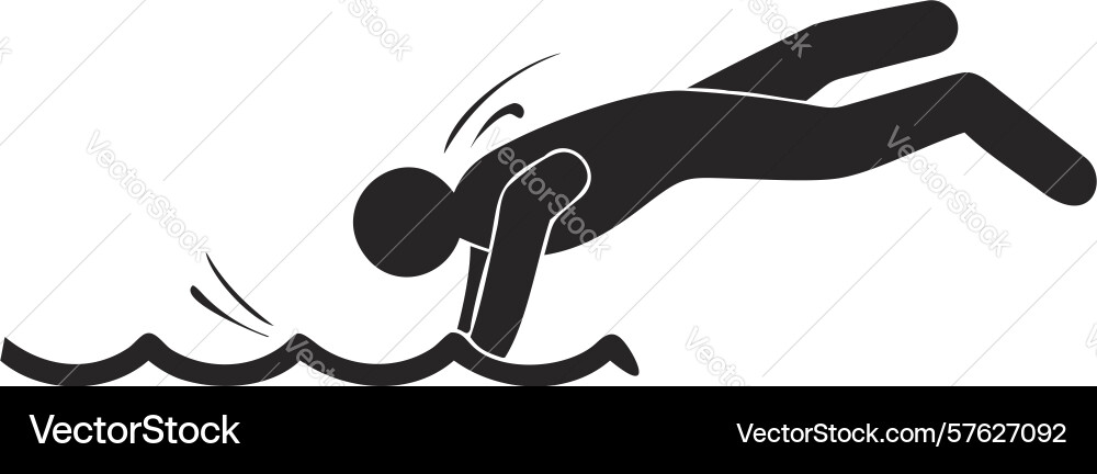 Abstract swimmer in water with dynamic motion Vector Image