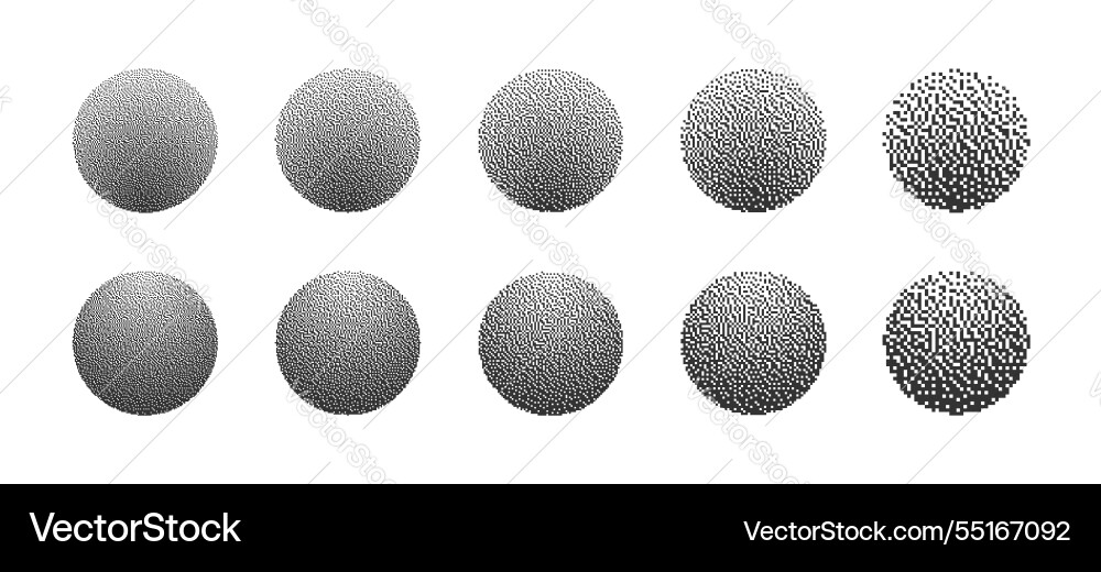 Circles with different resolution of bitmap Vector Image