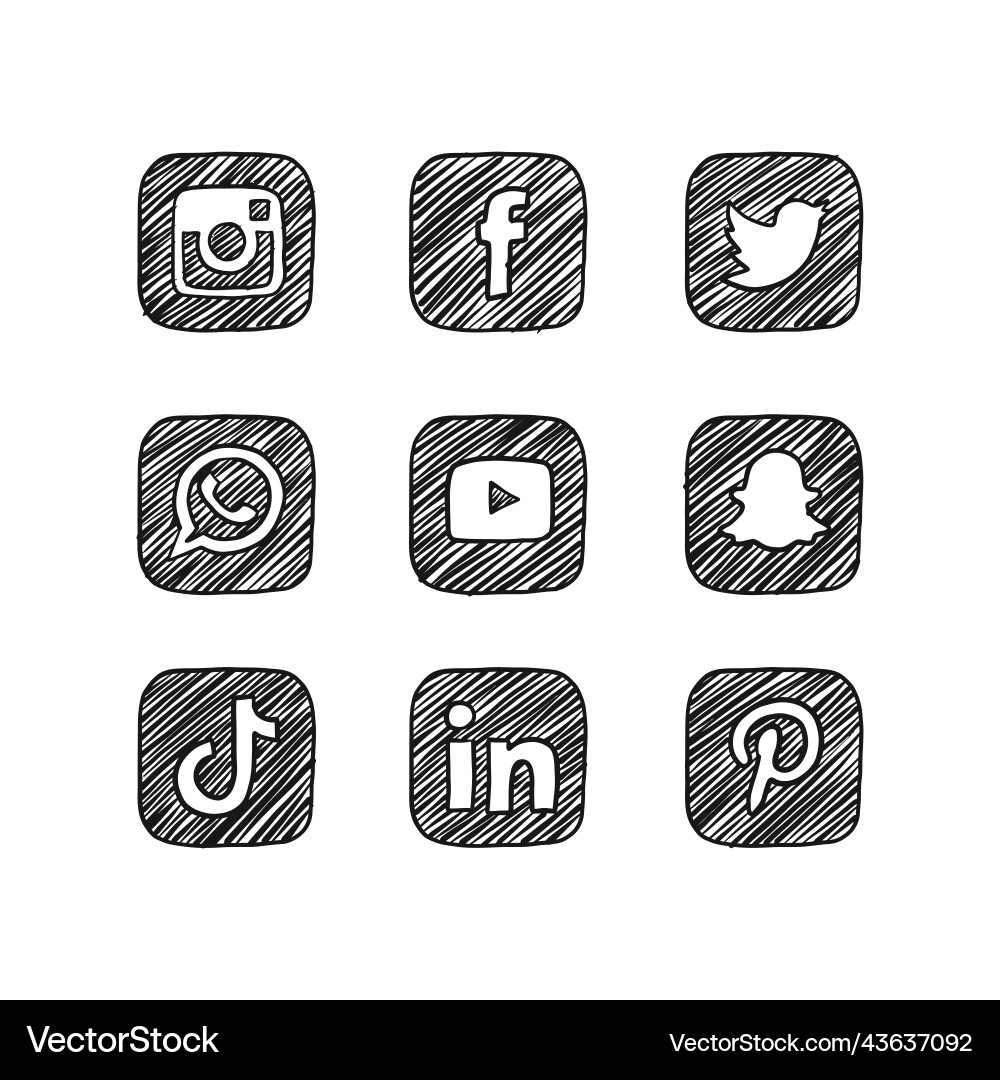 Collection of popular social media logo Collection of popular social media logo vector image