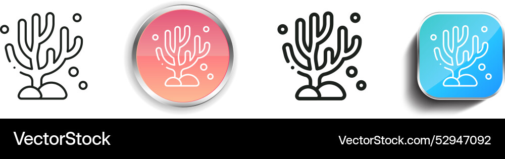 Coral icon thin linear regular and button style Vector Image