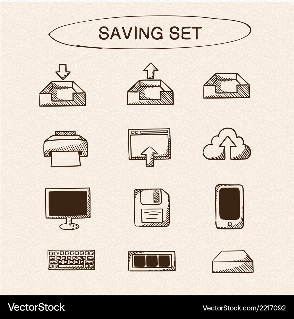 Data Storage Icons - Save & Store Vector Image