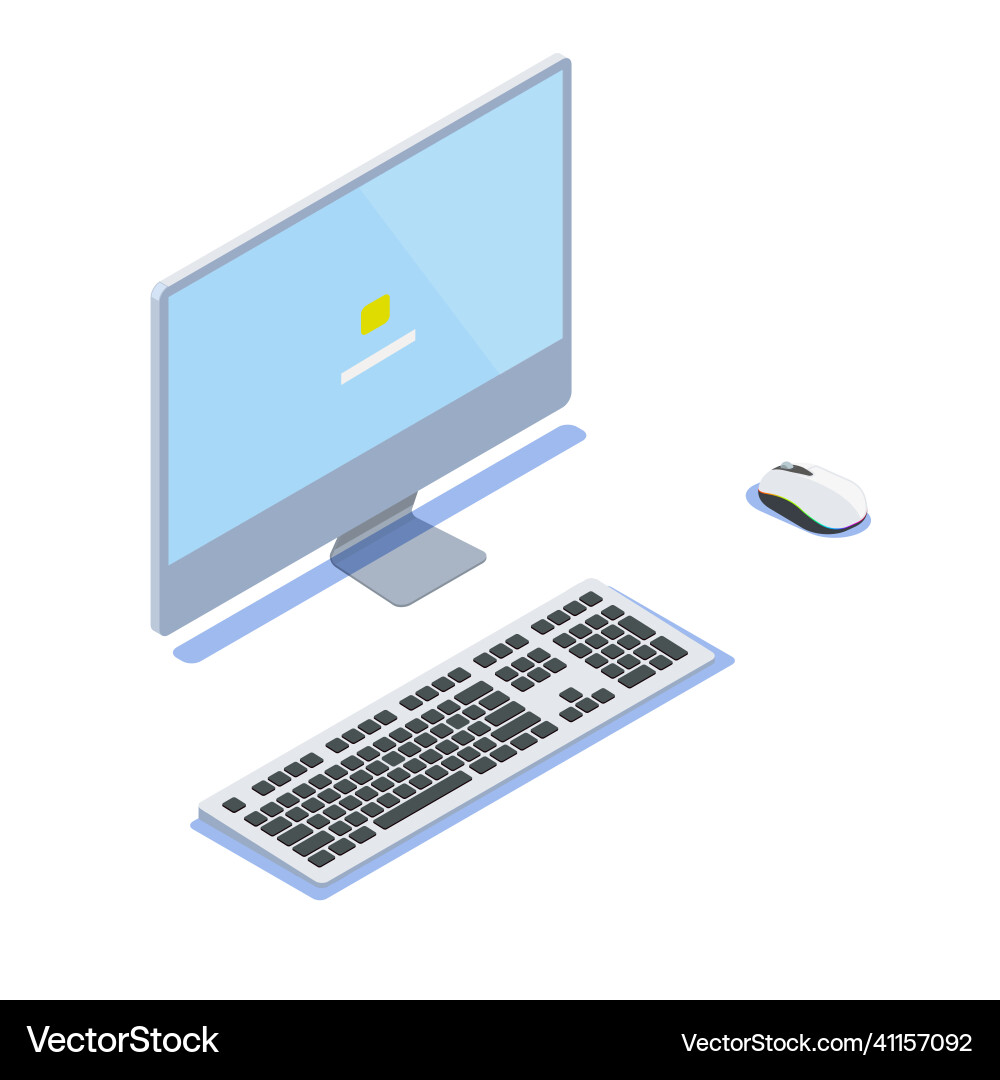Desktop monoblock monitor keyboard and mouse Desktop monoblock monitor keyboard and mouse vector image