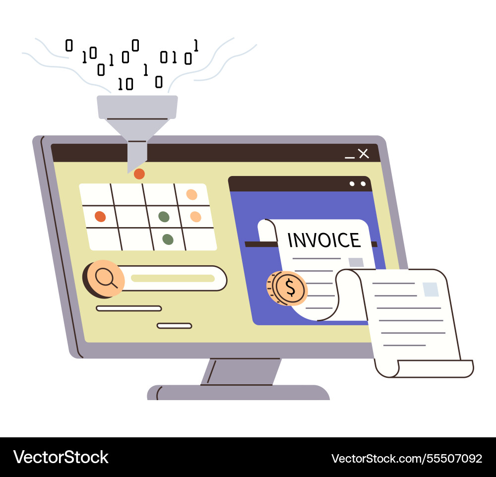 Digital data processing with invoice generation Digital data processing with invoice generation vector image