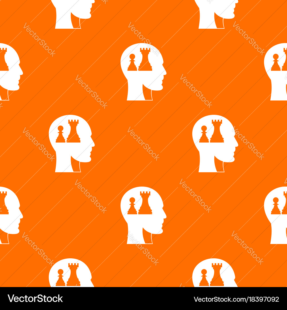 Head with queen and pawn chess pattern seamless vector image