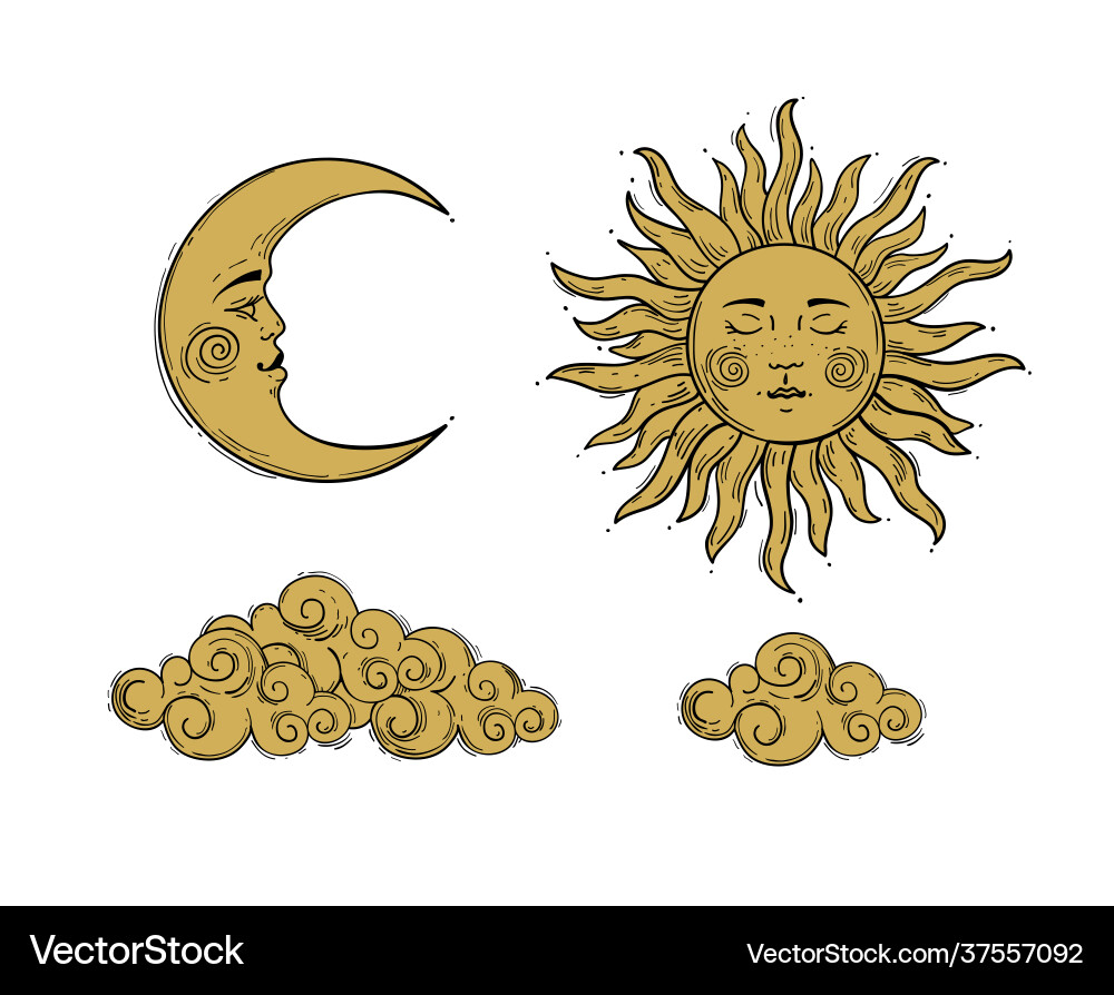 Set elements for mystical design in boho style Set elements for mystical design in boho style vector image
