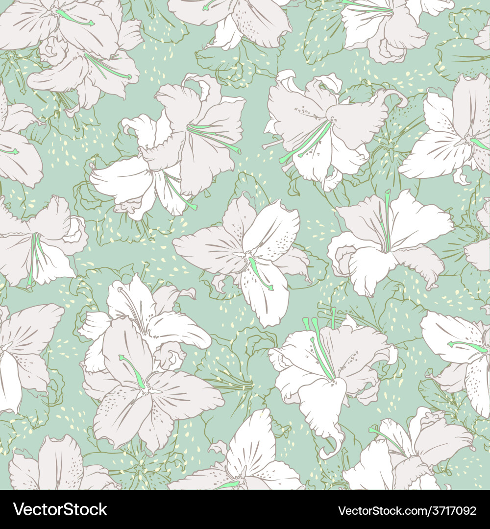 White lilies seamless pattern Royalty Free Vector Image