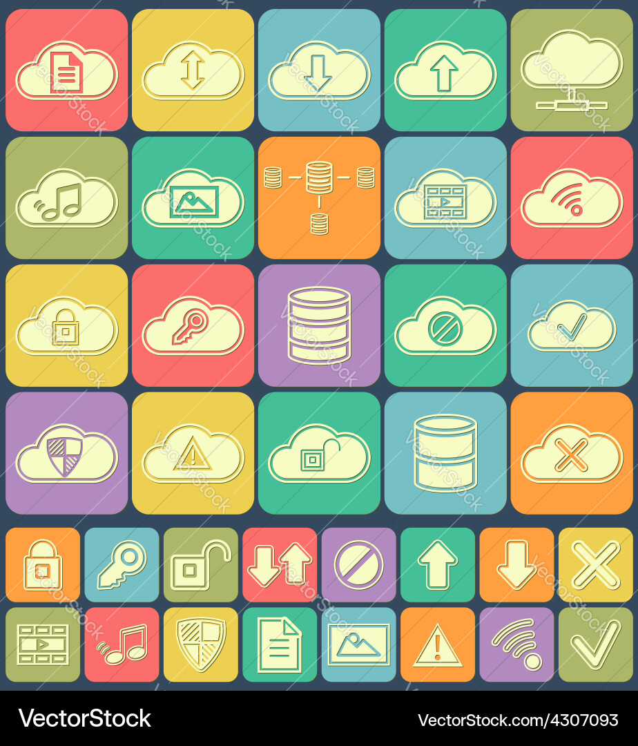 Cloud storage data analysis database network Vector Image
