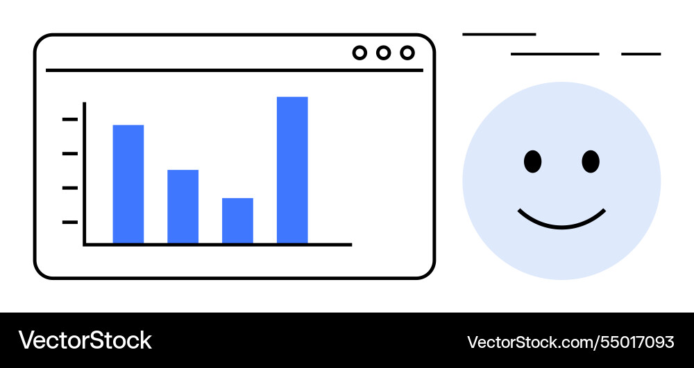 Data analytics with bar graph and happy face Data analytics with bar graph and happy face vector image