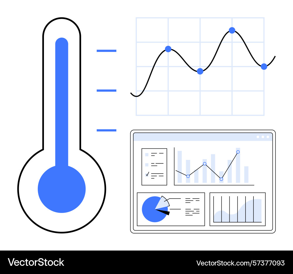 Data visualization combining chart analysis Vector Image