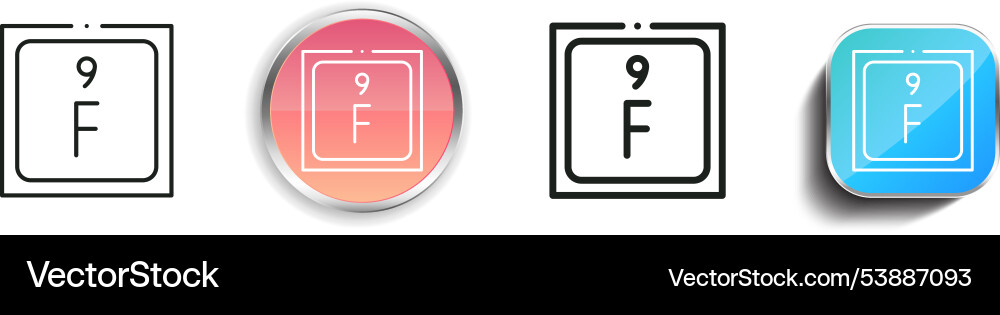 Fluorine icon thin linear regular and button Fluorine icon thin linear regular and button Vector Image