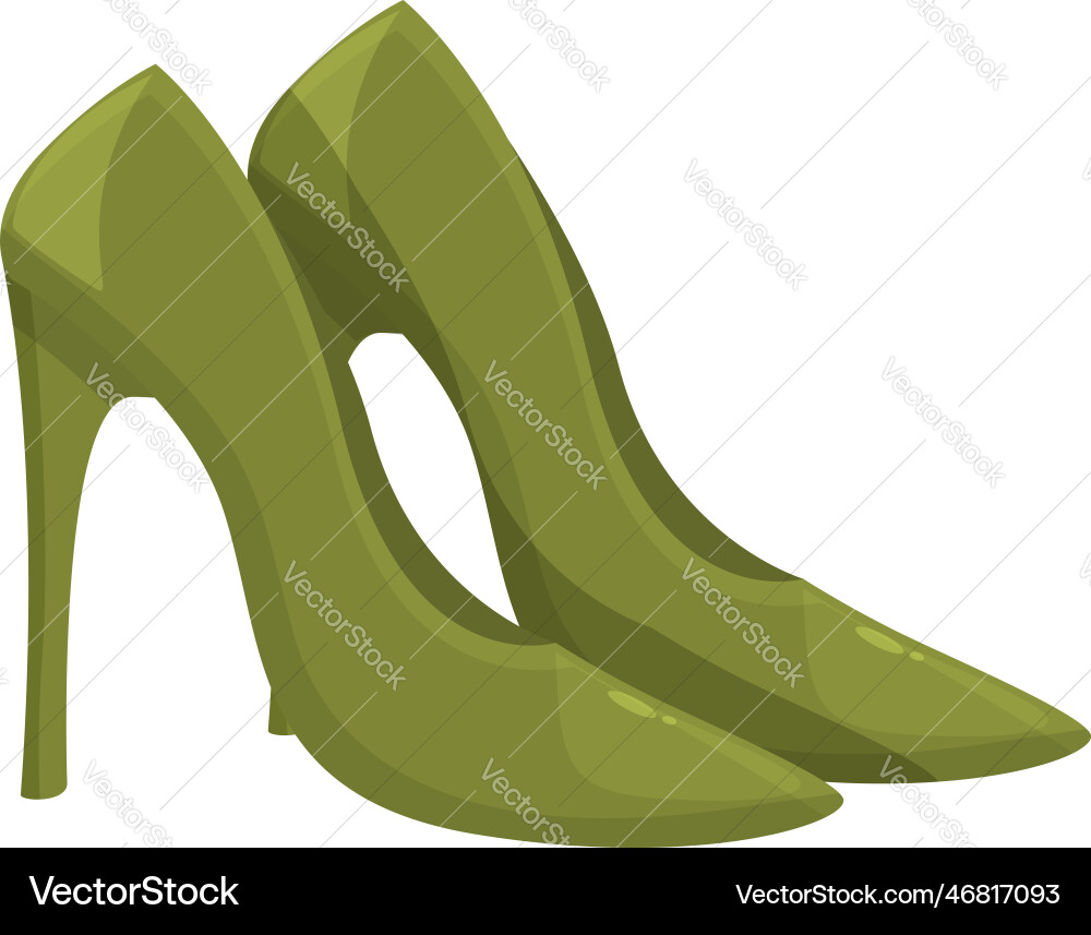 Grüne Waldfarbe High Heels Schuhe Ikone Cartoon Grüne Waldfarbe High Heels Schuhe Ikone Cartoon Vektorbild