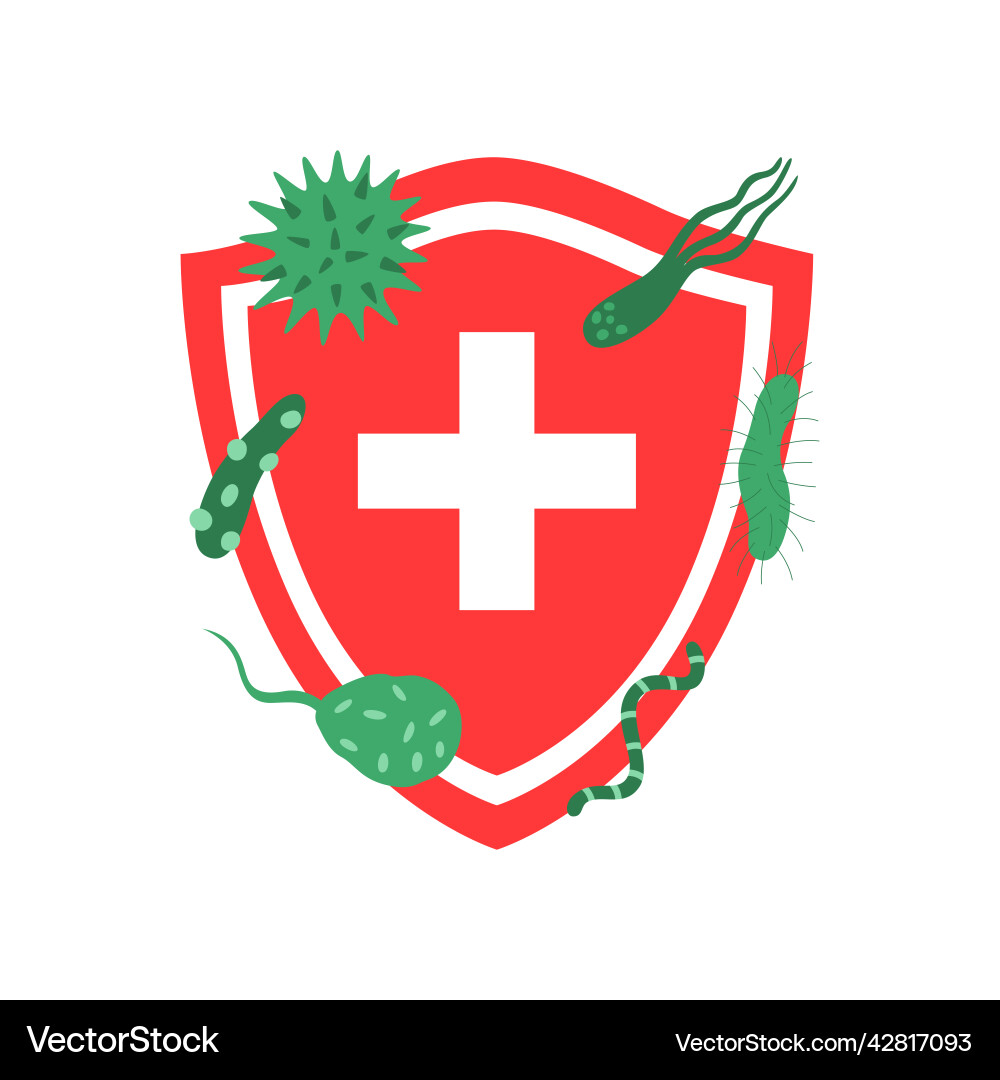 Immunsystemkonzept mit medizinischem Schild Immunsystemkonzept mit medizinischem Schild vektorbild