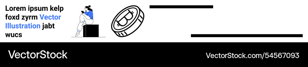 Man sitting on box beside text with circular Man sitting on box beside text with circular vector image