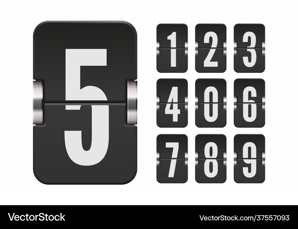 Numeric flip scoreboard set for black countdown Numeric flip scoreboard set for black countdown vector image