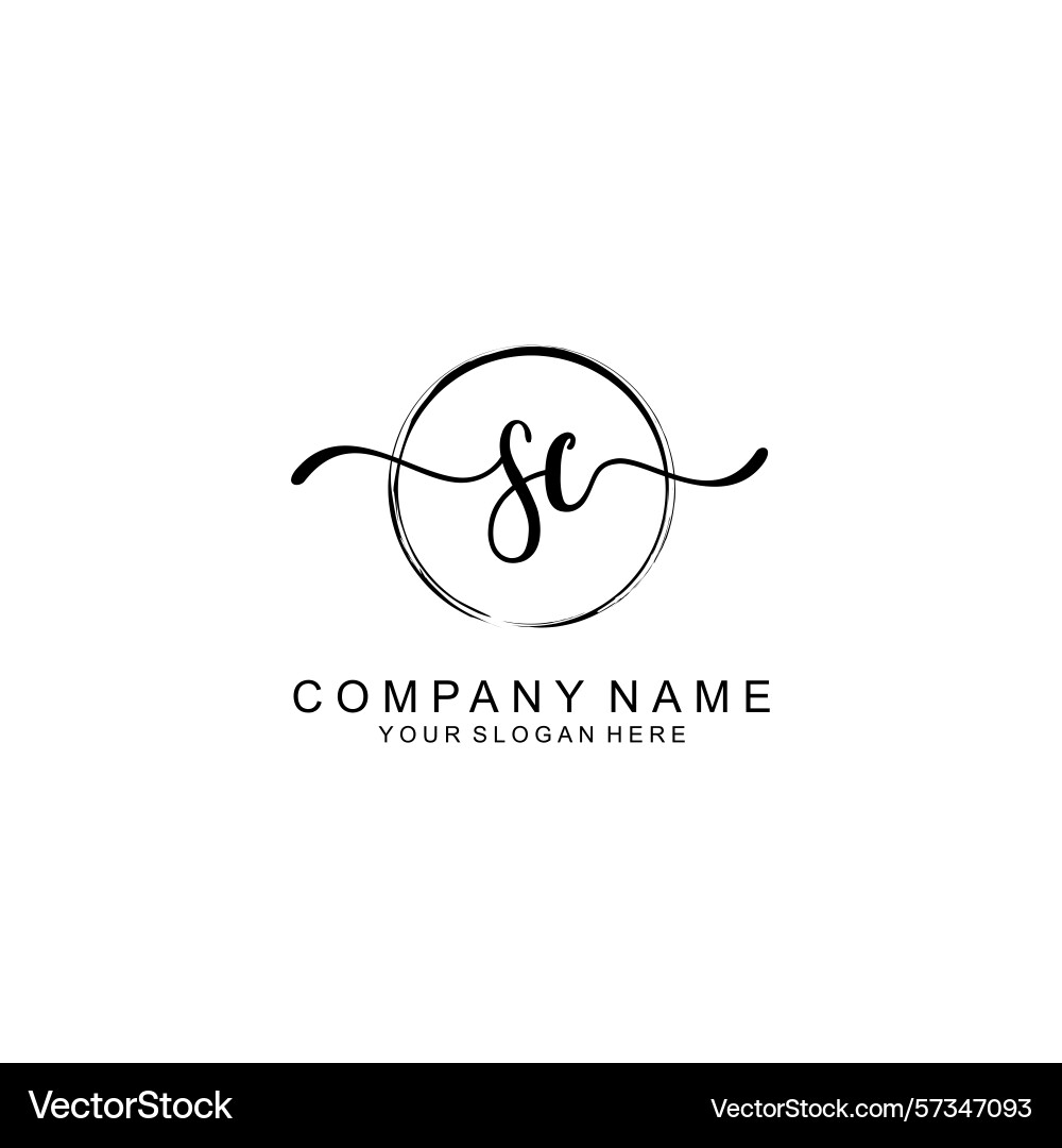 Sc minimalist signature logo design collection Vector Image
