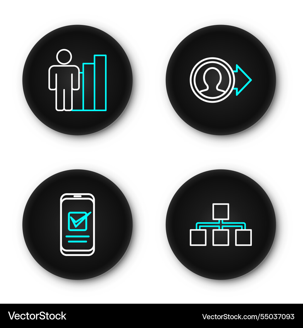 Set line hierarchy organogram chart smartphone Set line hierarchy organogram chart smartphone Vector Image