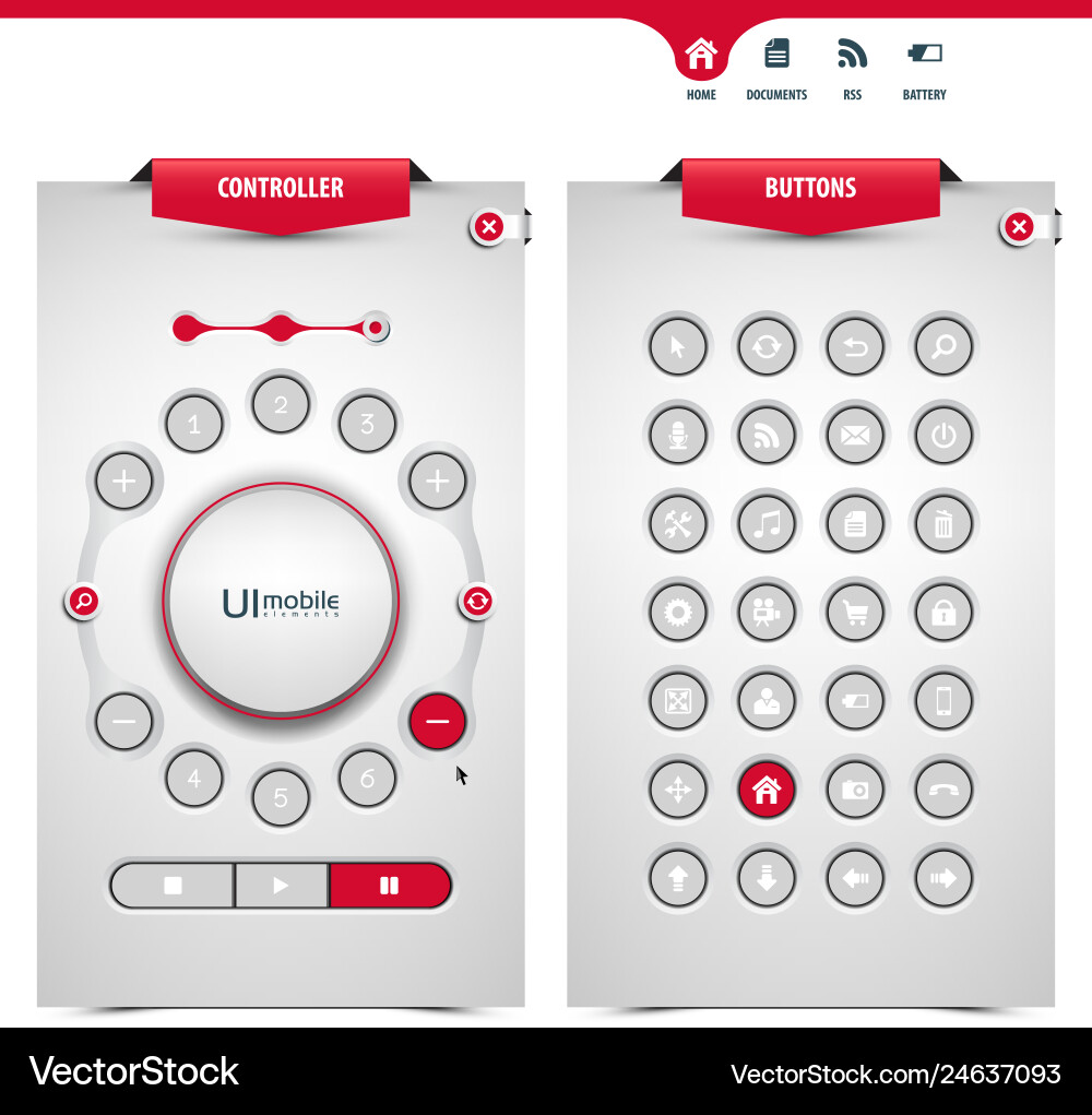 Set of ui controllers and buttons Set of ui controllers and buttons vector image