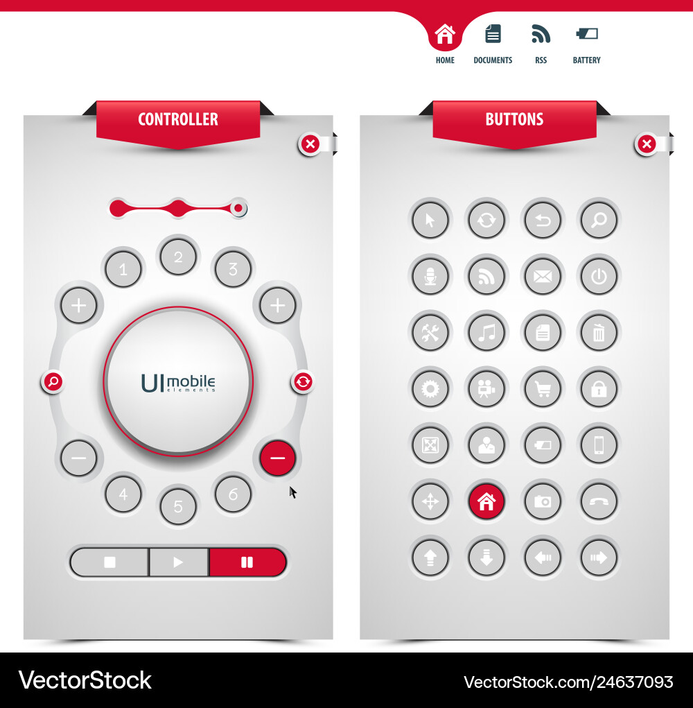 Set of ui controllers and buttons vector image