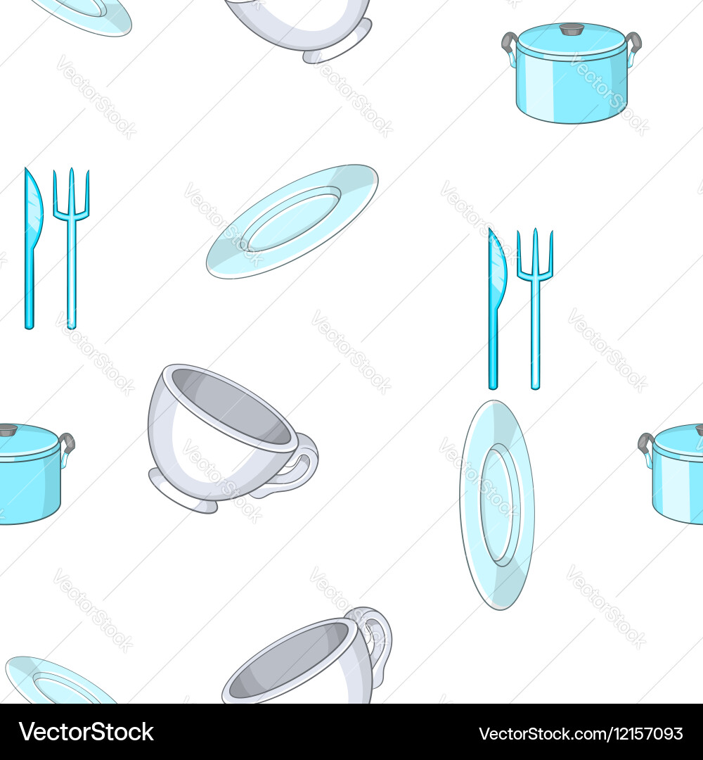 Tableware pattern cartoon style Vector Image