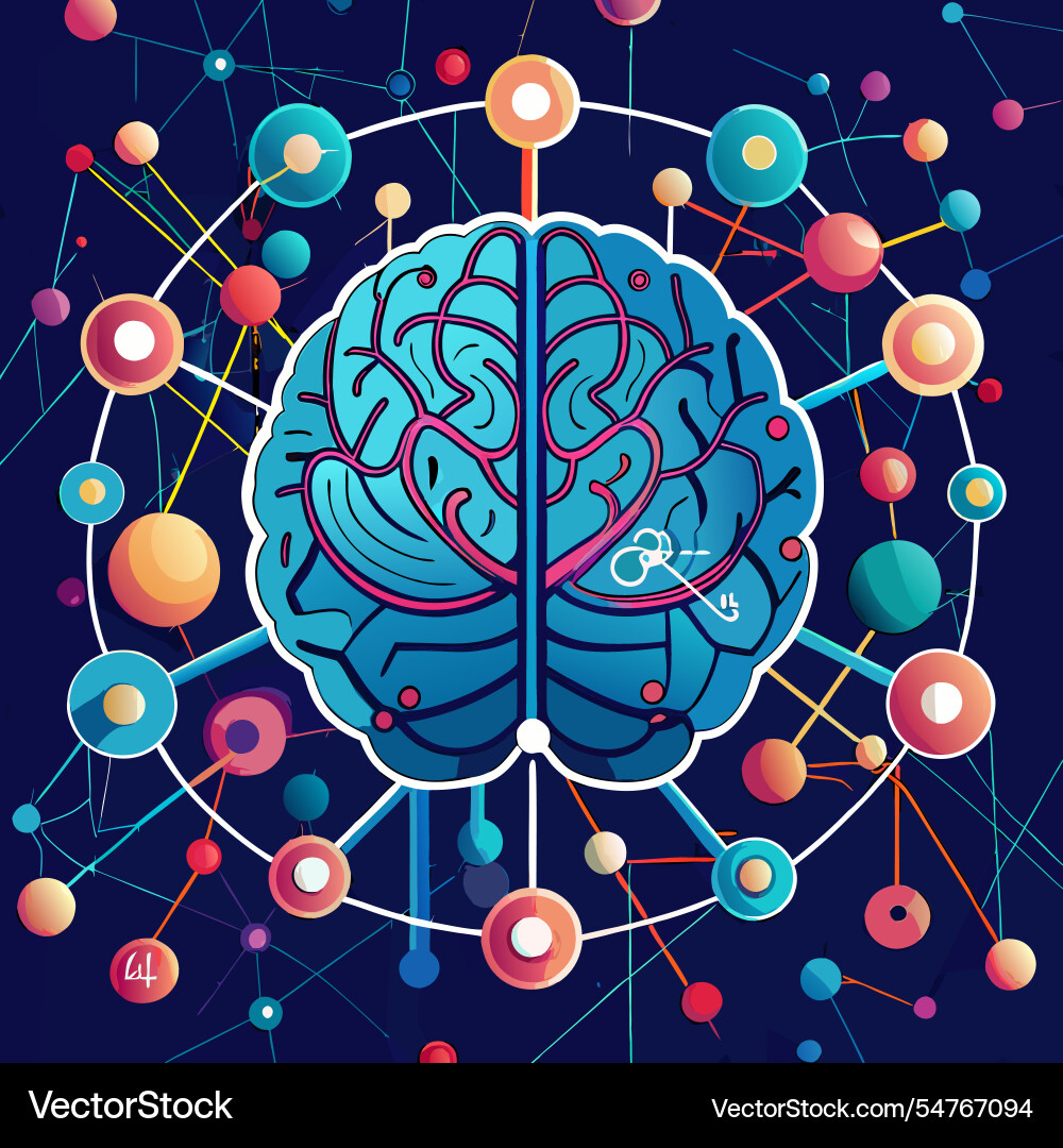 Ai brain with neural connections a repeating vector image