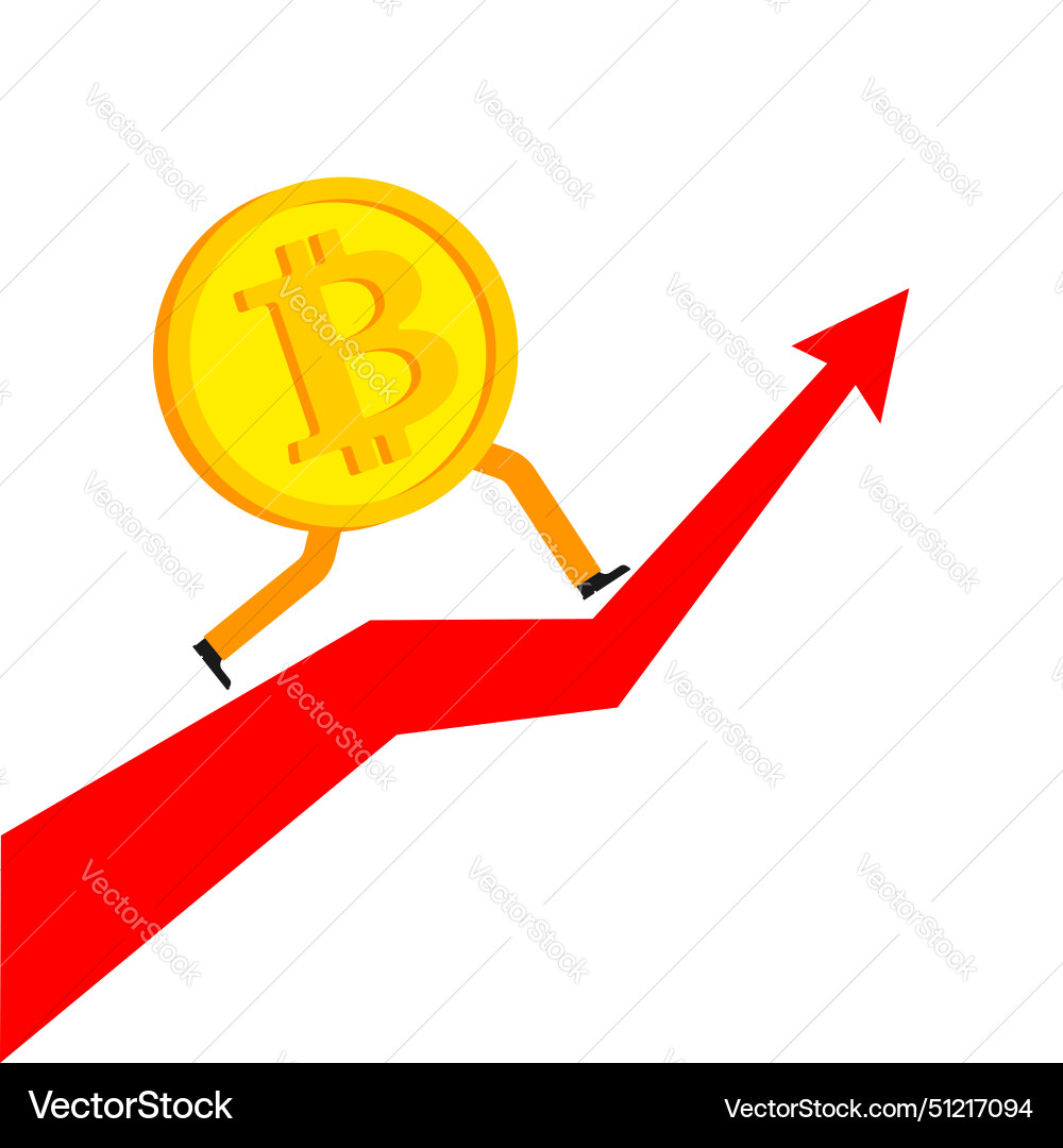 Bitcoin is running concept increase in value vector image