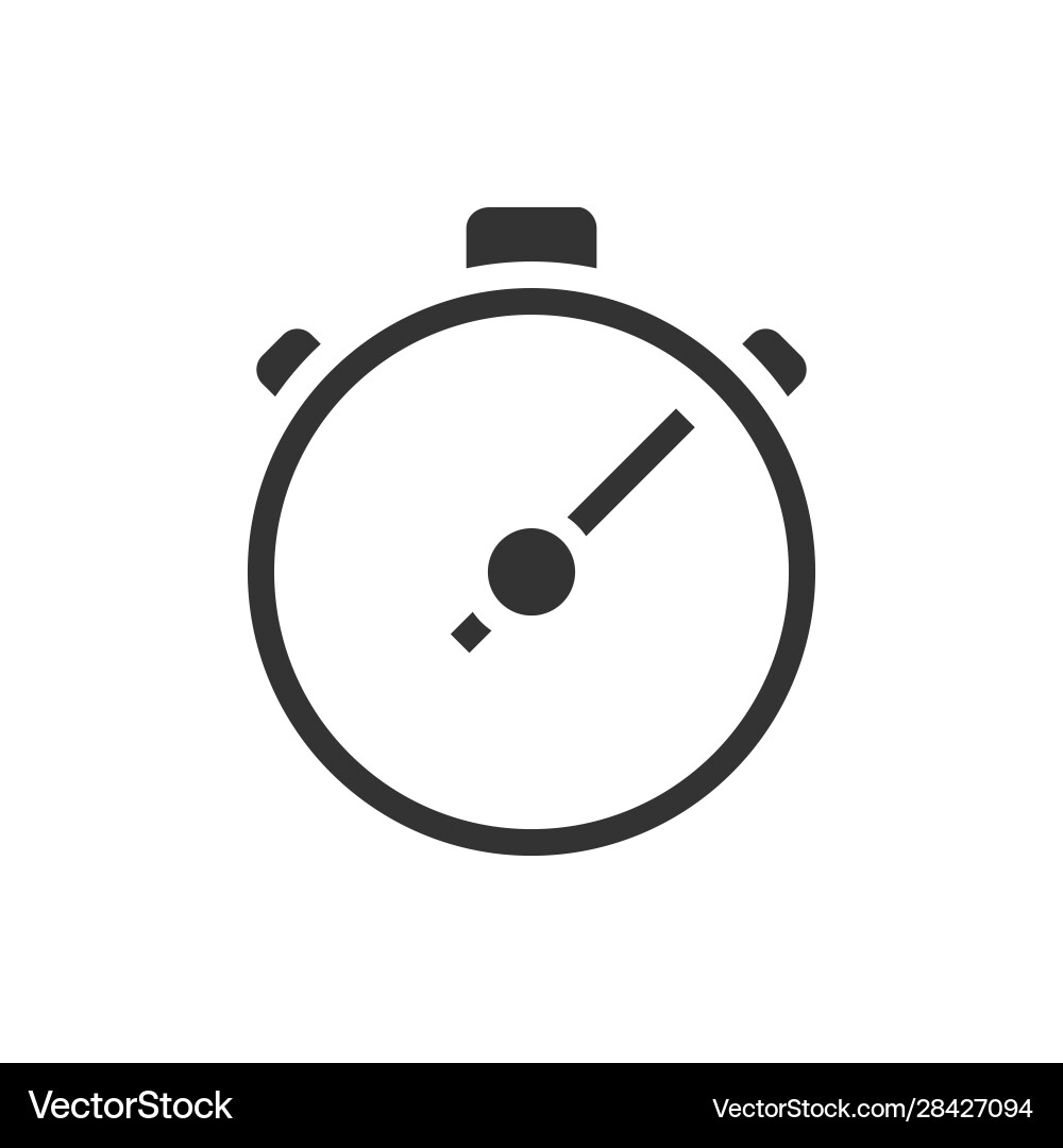 Black Stopwatch Icon - Time Measurement Vector Image