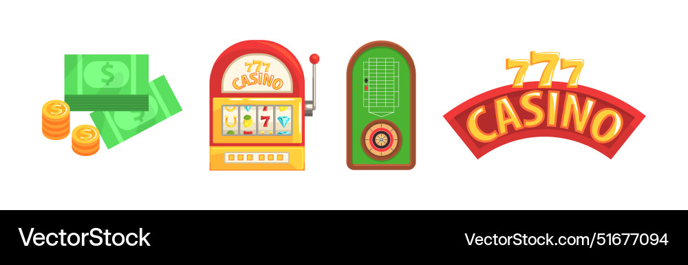 Casino game object and element colorful set Casino game object and element colorful set vector image
